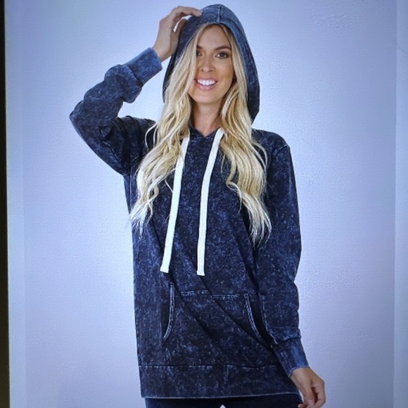 Zenana Mineral Wash Hoodie 1X Long sleeve - Picture 9 of 10
